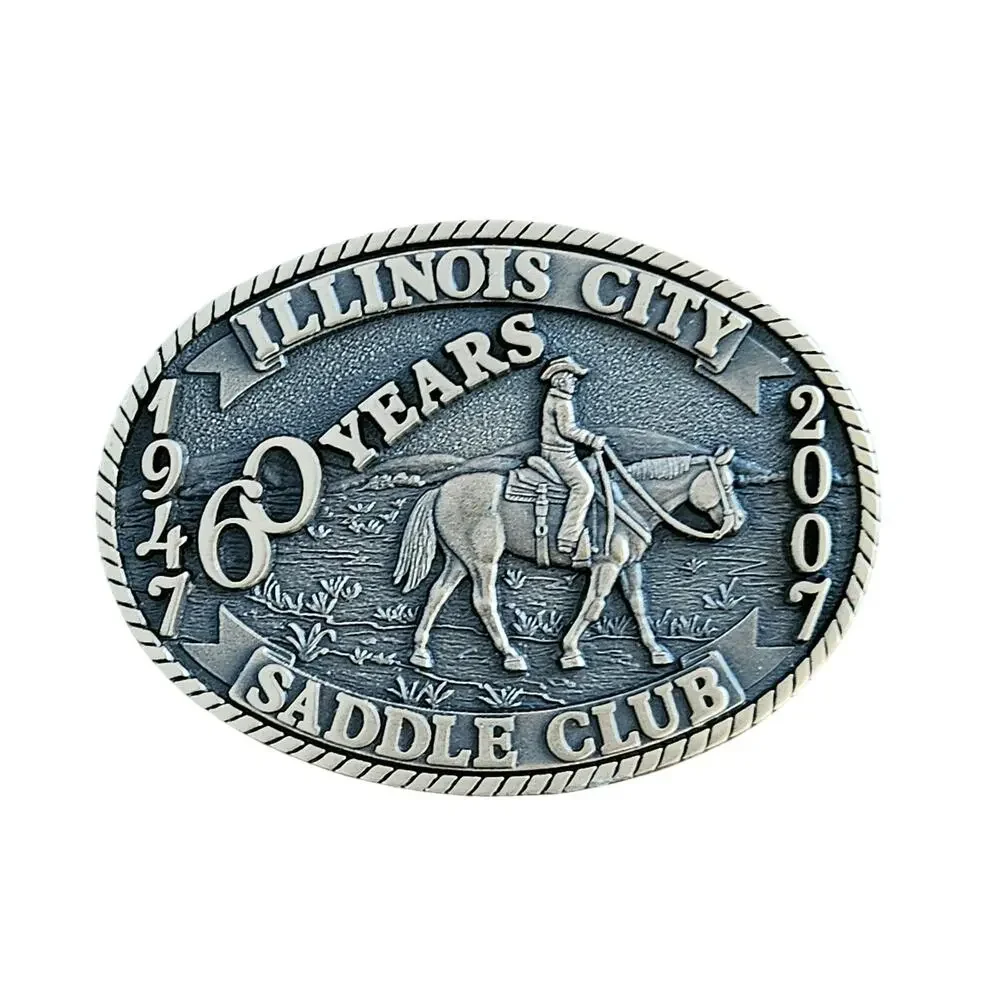 60 Year Commemorative Brass Buckle Illinois City Saddle Club, IL